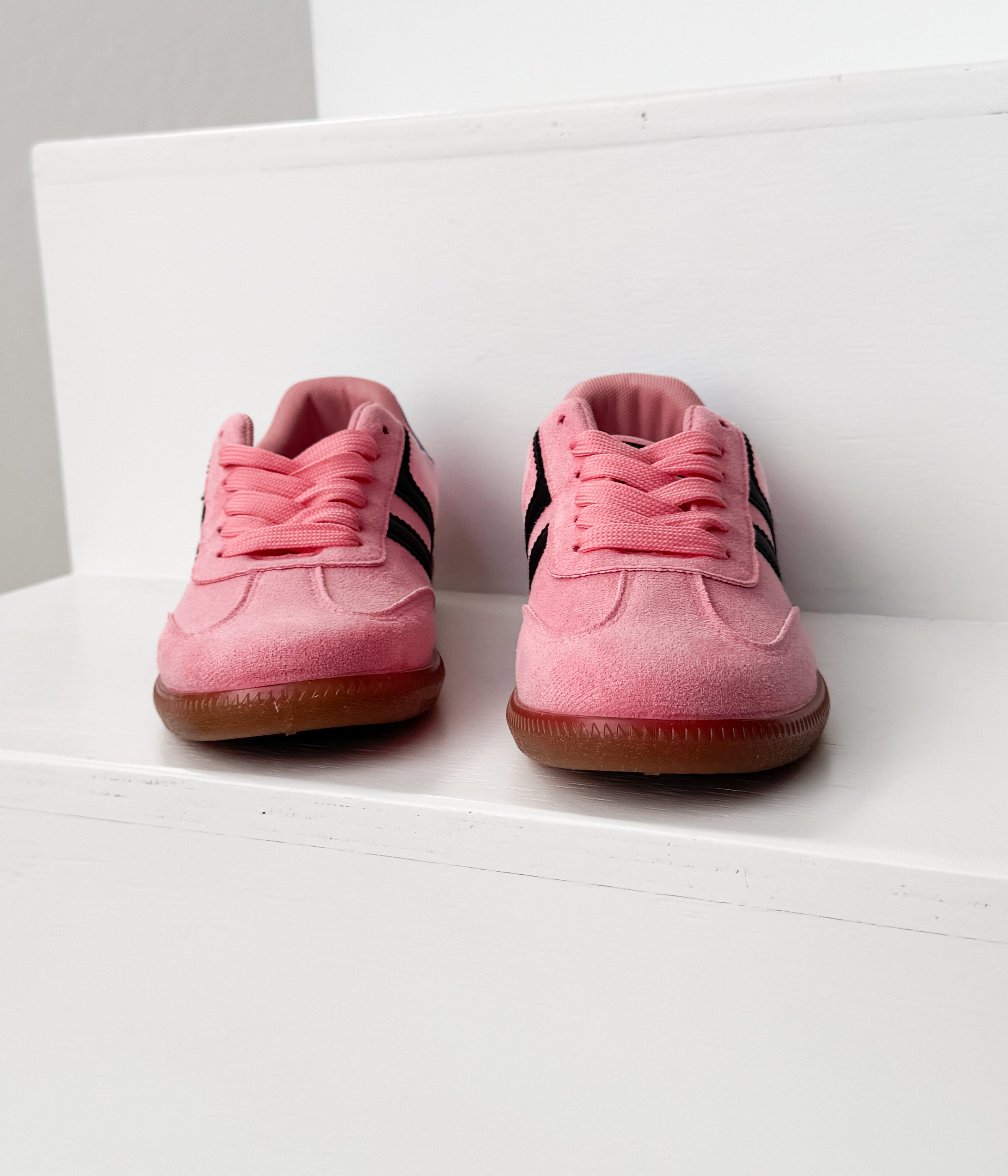 Stockholm Pink Velvet Sneaker With Black Teal Accents Naughty Monkey